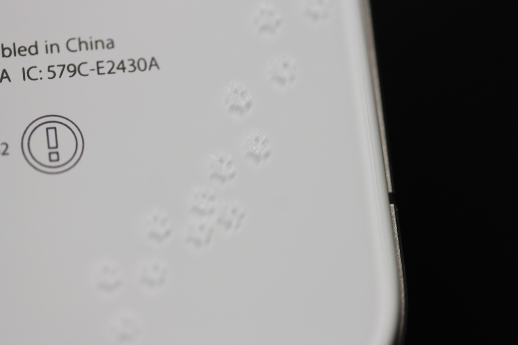 Footprints on a white iPhone
