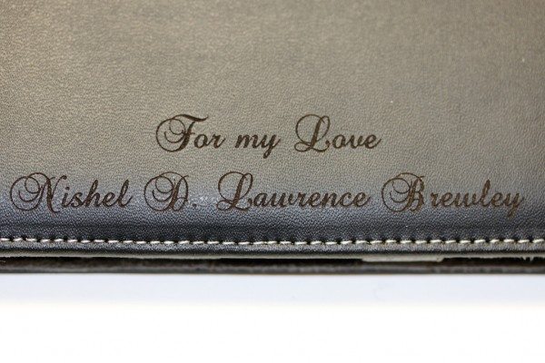 Engraved Eco-Vue Black Leather iPad Case