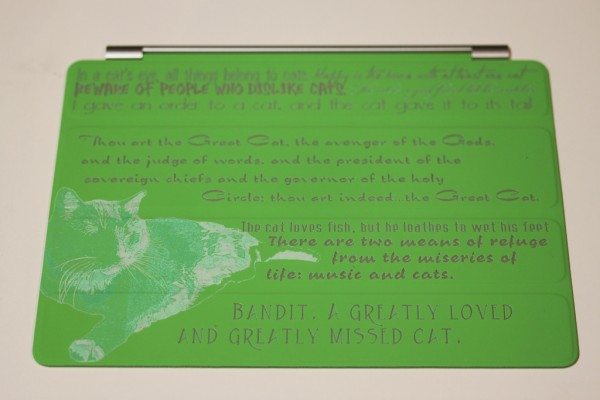 Laser engraved green iPad smart cover