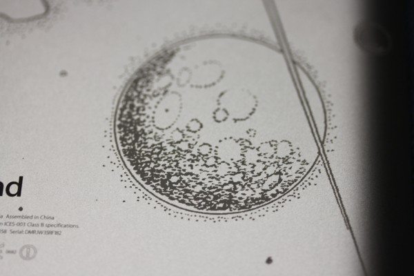 Hand-drawn moon engraving