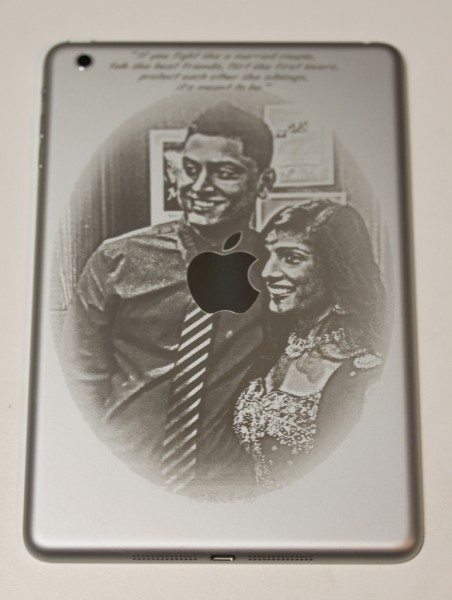 Photo laser engraved onto iPad mini
