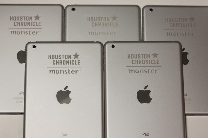 Engraved iPad minis for Houston Chronicle and Monster
