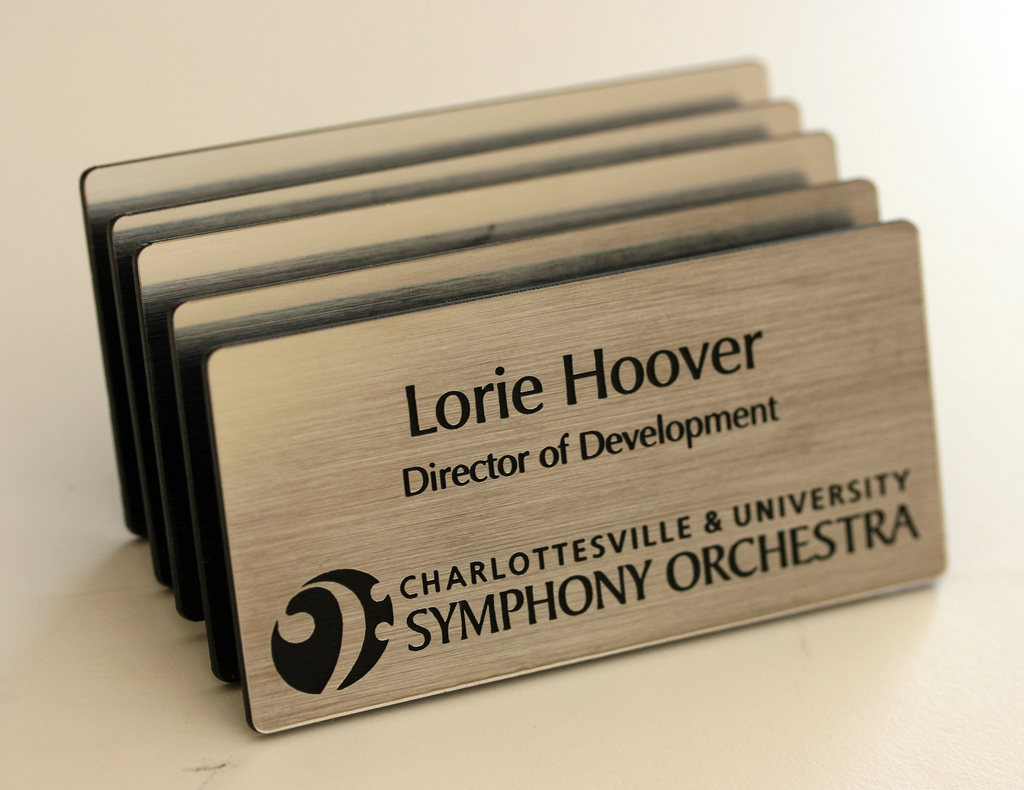 Engraved magnetic name tags